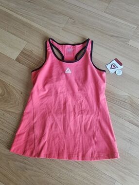 Reebok Coral-Pink Sports Tank with Black Trim